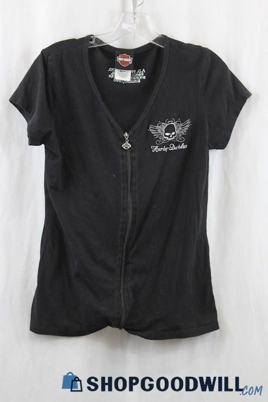 Harley Davidson Women's Black/Gray Full Zip Shirt SZ L