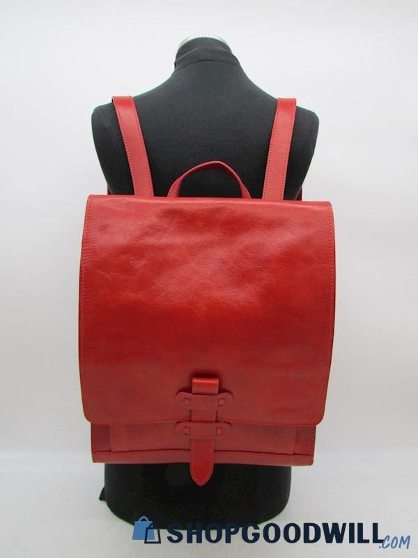 The Old Angler Red Italian Leather Backpack Handbag Purse