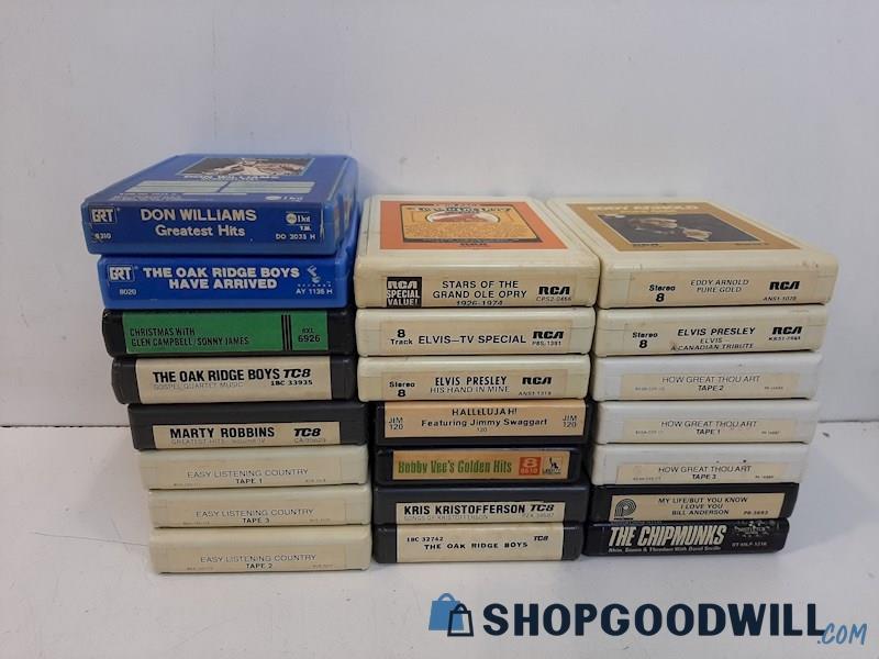 22 Asstd. Country Popular & Religious 8-Track Music Tapes