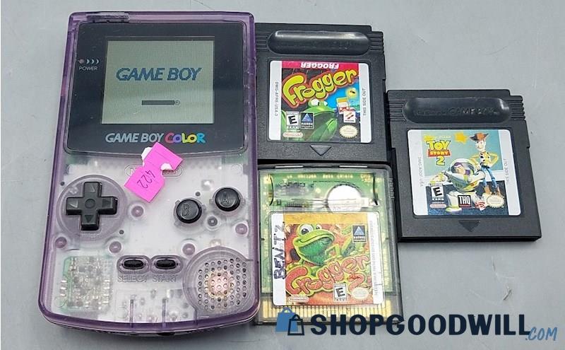 B) Atomic Purple Nintendo GameBoy Color Handheld w/Games - Tested