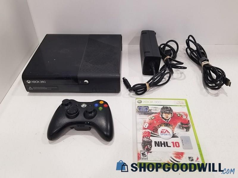 XBOX 360 E Console w/ Game, Cords & Controller - POWERS ON