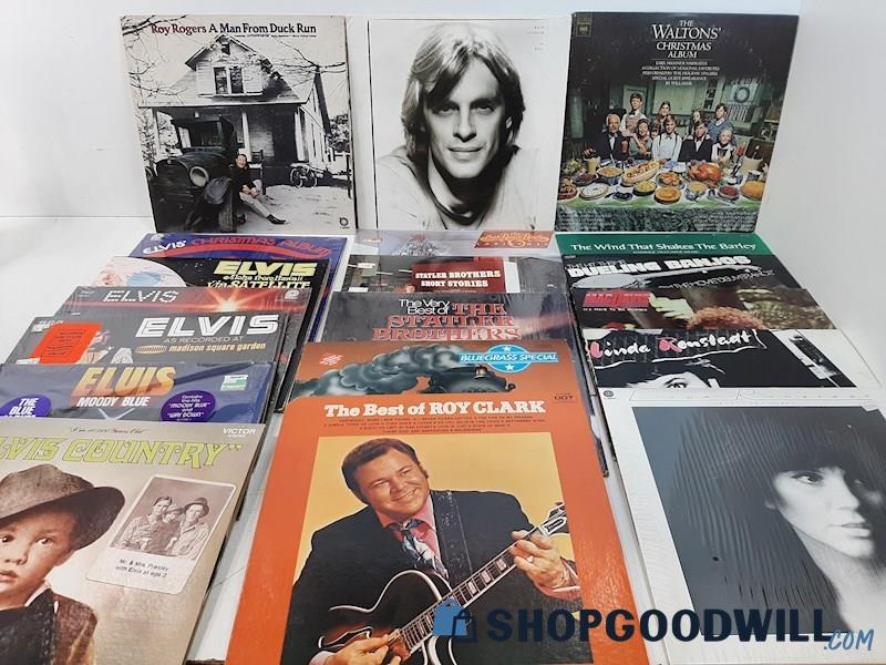 (a) 19 Popular LPs Very Good Elvis Roy Rogers Keith Carradine The Waltons +