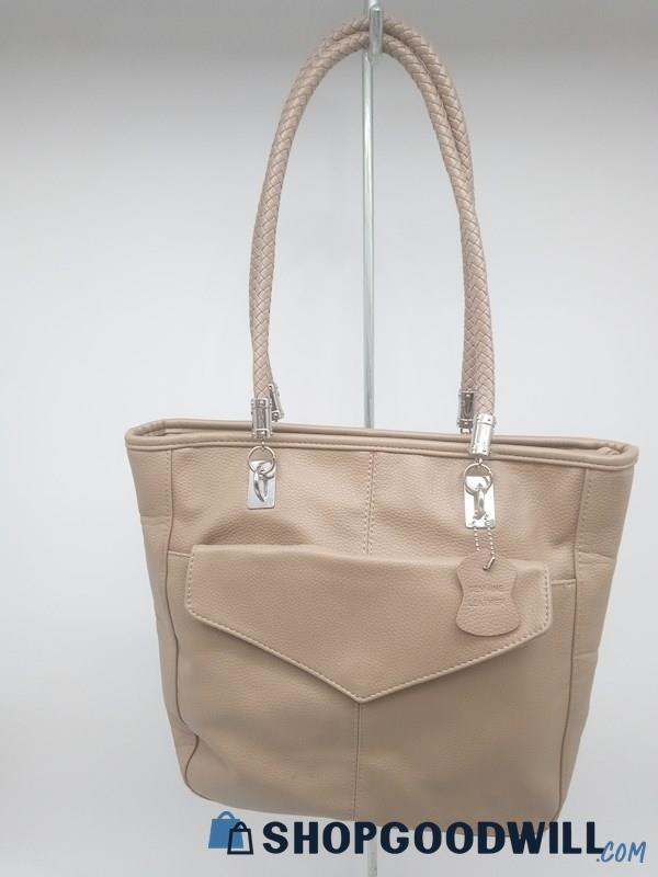  Genuine Leather Tan Pebble Leather Tote Shoulder Bag Handbag Purse