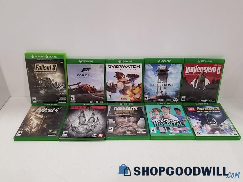 10pc Lot XBOX One Games Overwatch, Forza 5, Call of Duty WWII, Fallout & More