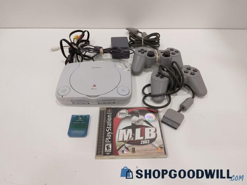 PlayStation PS One Console W/Game, Cords and Controller-Powers on