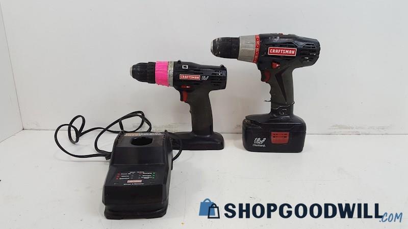 Craftsman Power Drills W/Charger & Battery Models 315.116890 & 315.DD2010 PWR ON
