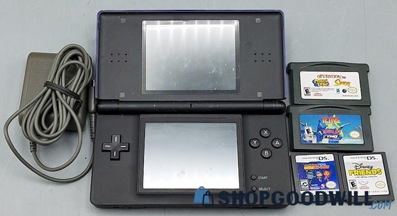 E) Blue/Black Nintendo DS Lite Handheld w/Games & Charger - Tested