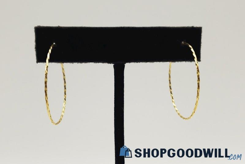 14K Yellow Gold Dainty Textured Hoop Earrings 1.11grams