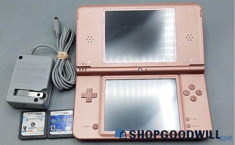  H) Metallic Rose Nintendo DSi XL Handheld w/Games & Charger - Tested