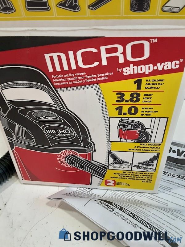 Shop-Vac Micro Wet/Dry Vac, Portable 1 Gallon 1.0 Peak Shop Vacuum