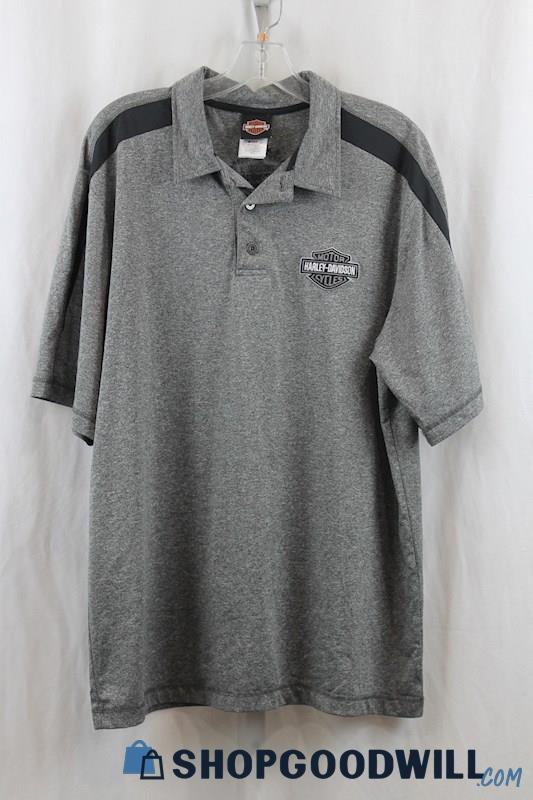 Harley Davidson Men's Gray/Black Logo Polo Shirt SZ L