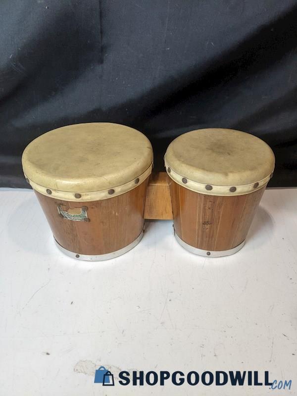 Vintage Wooden Bongo Drums 