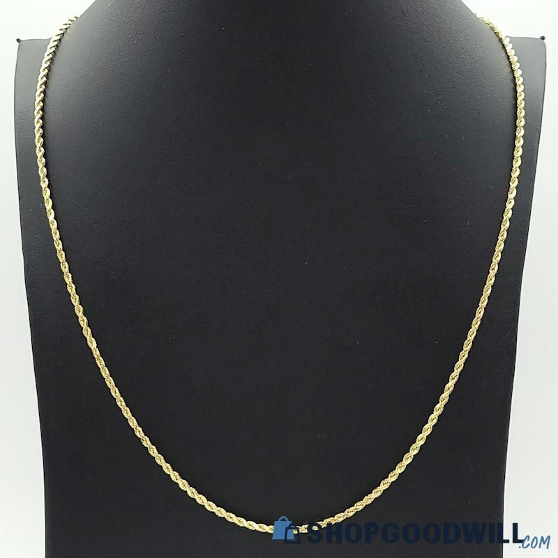 14K YG Bright Cut Rope Chain Necklace 18
