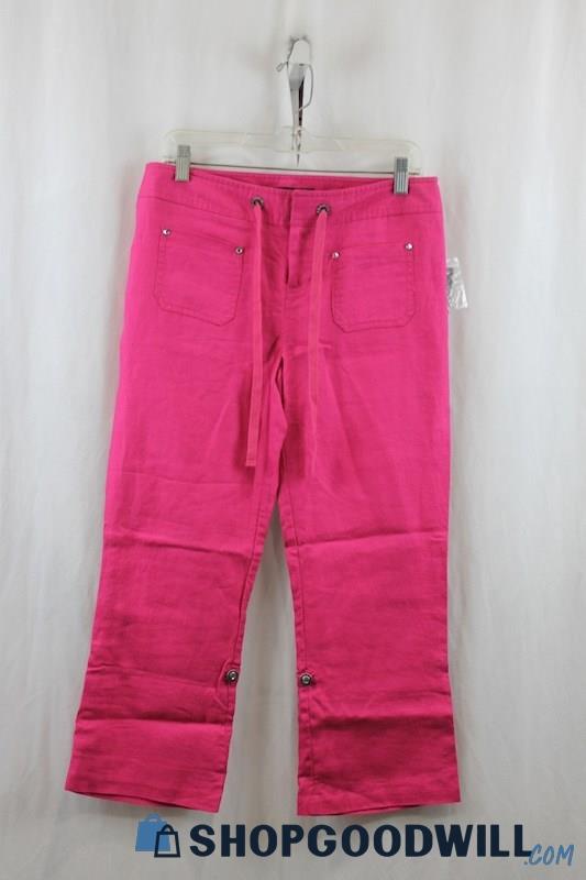 NWT INC Womens Pink Linen Straight Leg Crop Pants Sz 6