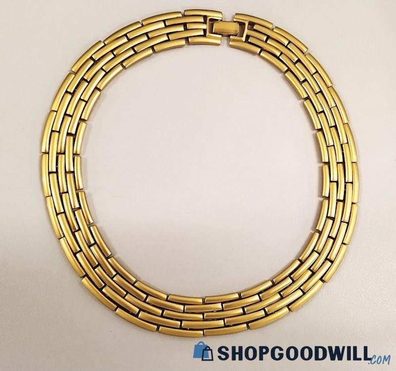 Monet Vintage Gold Tone Fancy Link Collar Necklace