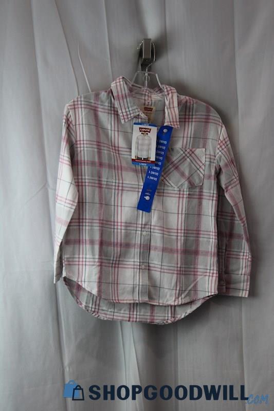 NWT Levi's Girl's Pink Plaid Button Up SZ-L
