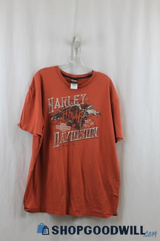 Harley Davidson Men's Orange T-shirt Sz XL