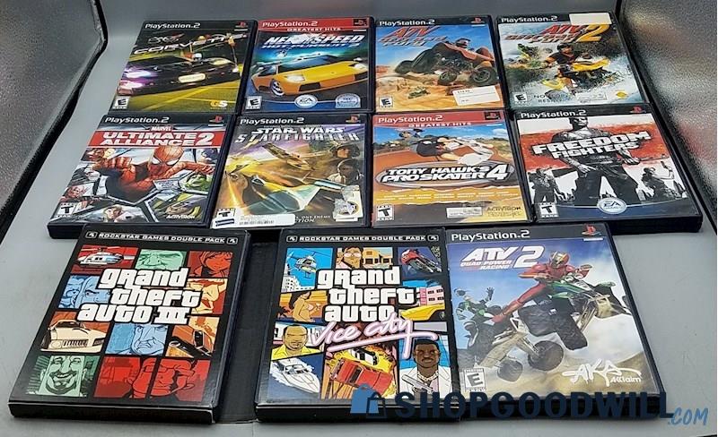 11 Playstation 2 Games Lot Grand Theft Auto Star Wars Marvel Need For Speed