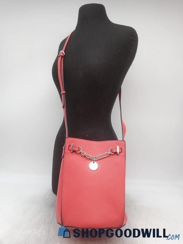 Calvin Klein Lennon Red Faux Pebble Leather Crossbody Handbag Purse 