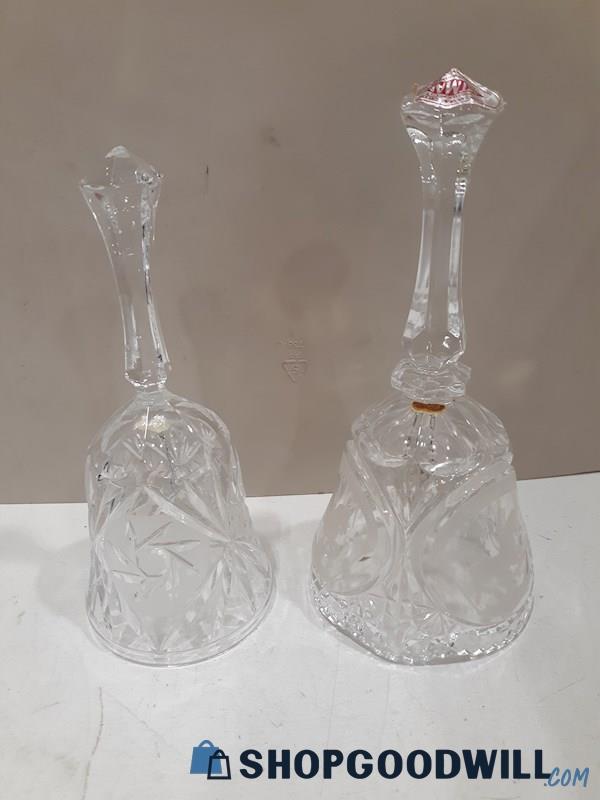 Two Clear Glass Hand Bells - 1 Unbranded/1 by Art Mart