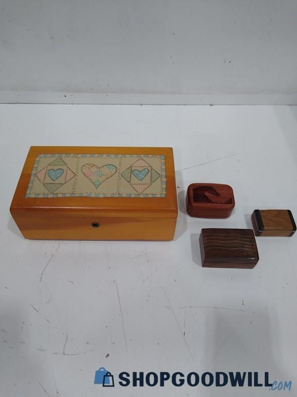 4 Unbranded Wooden Trinket Boxes 