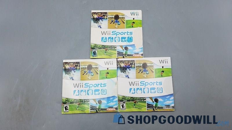  V) 3 Copies of Wii Sports Games w/Sleeves For Nintendo Wii