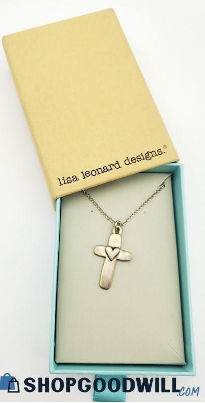 .925 LISA LEONARD Faith Cross Necklace - IOB 4.58grams