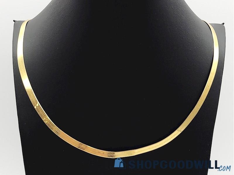 14K Yellow Gold Herringbone Chain Necklace 7.40 Grams