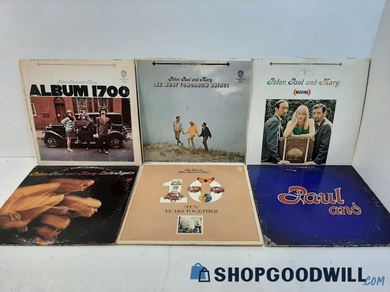 6 Peter Paul & Mary LPs Good to Very Good 