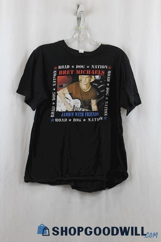 Bret Michaels Women's Black Multicolor Graphic Concert T-Shirt SZ L