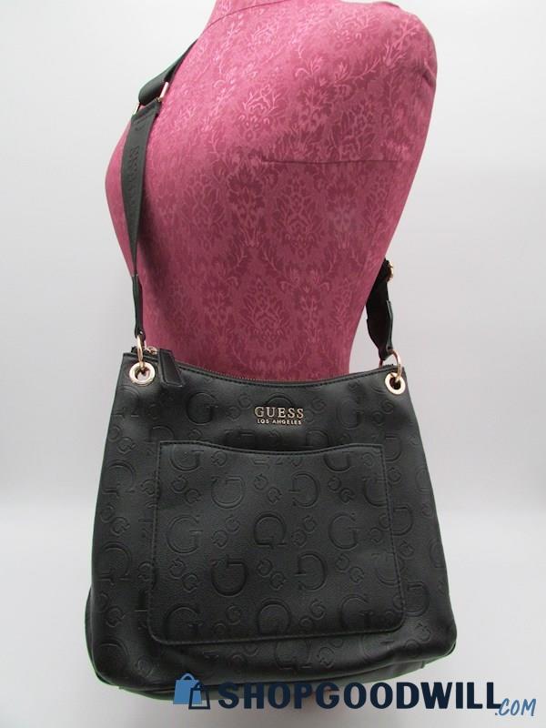 Guess Chucky Black Embossed Faux Leather Crossbody Handbag Purse