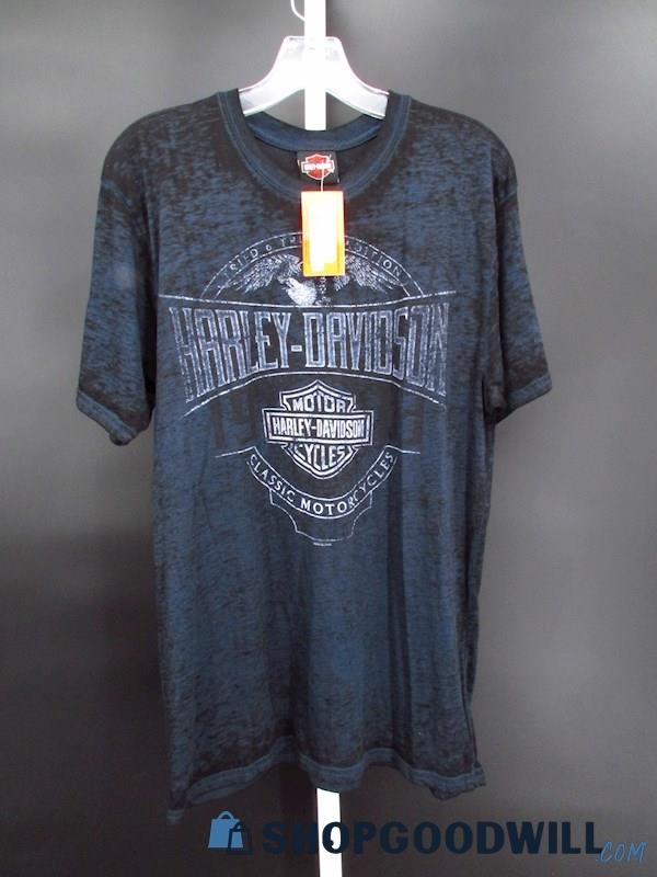 NWT Harley Davidson Men's Navy/Black Pattern Graphic Short Sleeve T-Shirt SZ-S