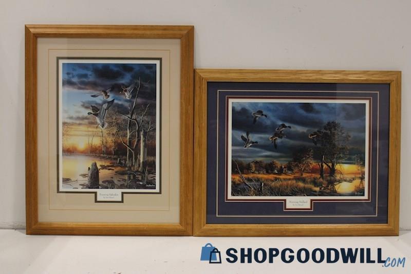 Pair Framed Jim Hansel Unsigned Prints 'Morning Mallard' & 'Evening Splendor'