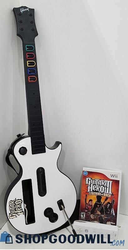  O) Guitar Hero Les Paul Wireless Controller w/Remote & Game For Nintendo Wii