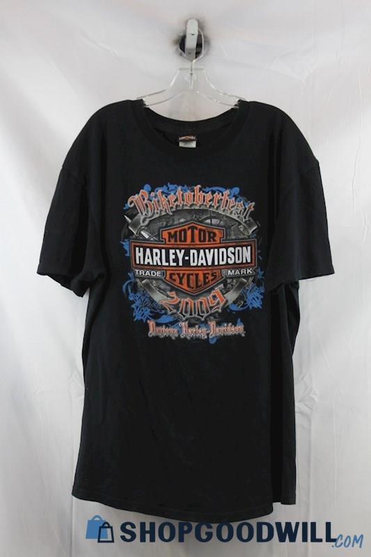 Harley-Davidson Mens Black Graphic Tee Sz 2XL