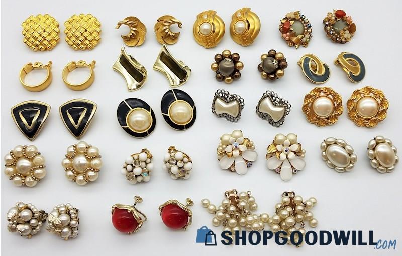 Vintage Collection Of Clip-Backs & Screw-On Earrings 