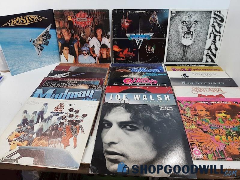 25 Rock LPs Very Good Boston Night Ranger Van Halen Santana Rod Stewart +