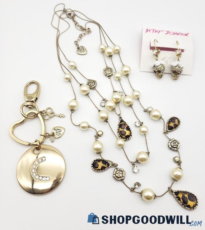 BETSEY JOHNSON Earrings, Key Chain, & Necklace