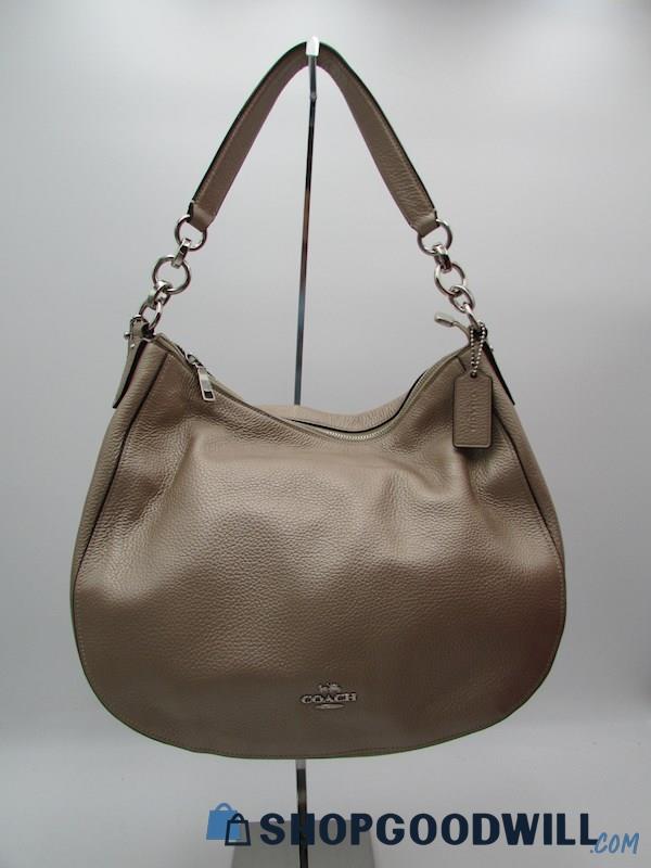 Coach Elle Champagne Gold Pebble Leather Hobo Handbag Purse