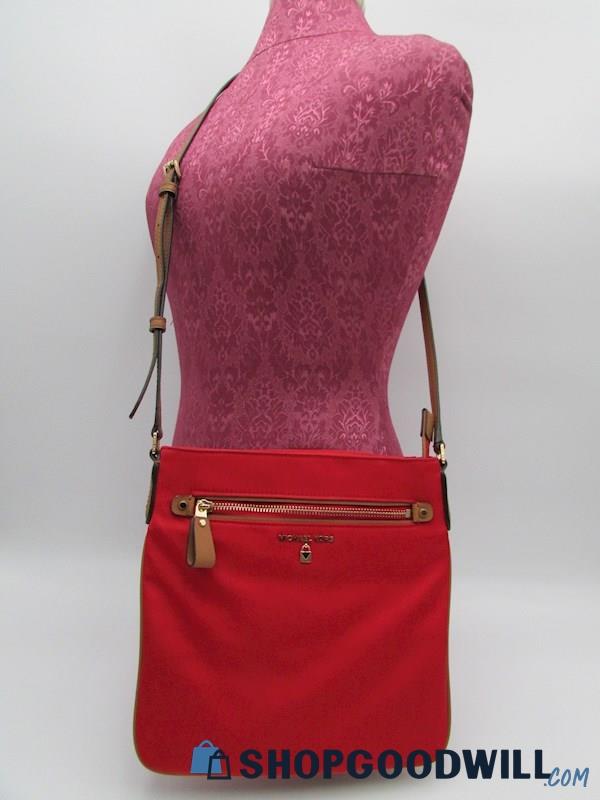 Michael Kors Kelsey Red Nylon Large Crossbody Handbag Purse