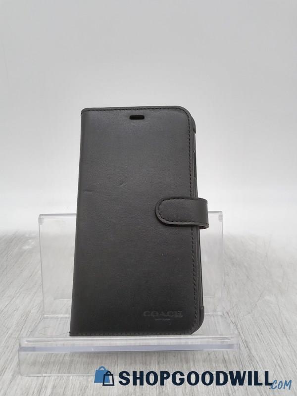 Coach Black Leather Folio Wallet IPhone Xs Max Case Handbag Purse