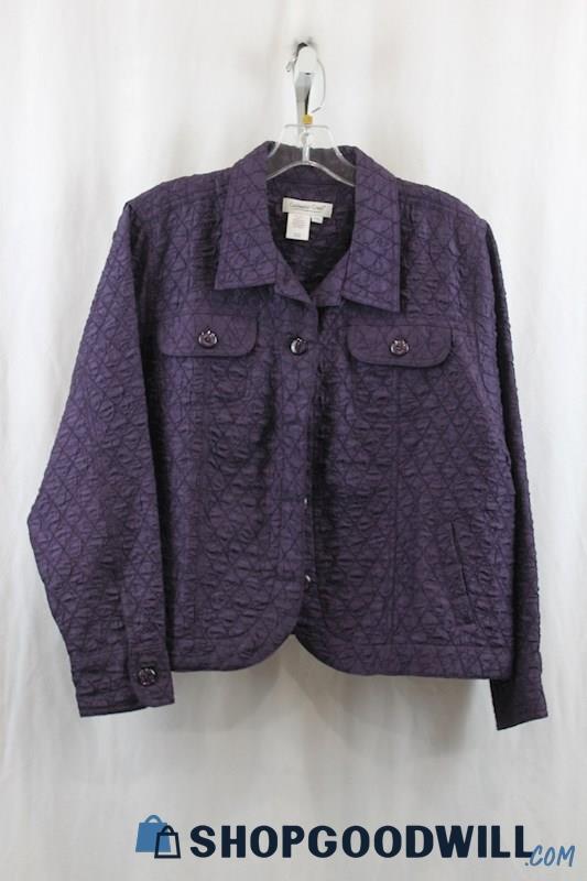 Coldwater Creek Womens Purple Quilted Textured Jacket Sz PXL