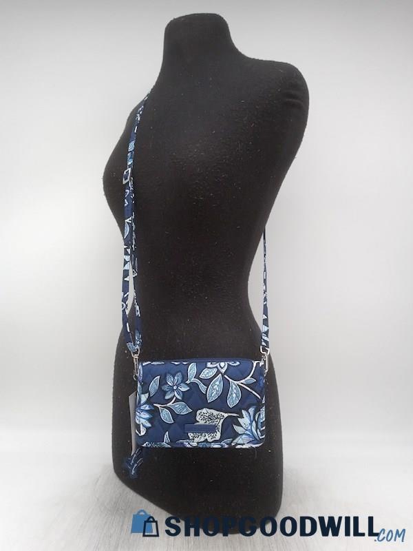 NWT Vera Bradley RFID Tropics Tapestry Blue Quilted Cotton Xbody Handbag Purse