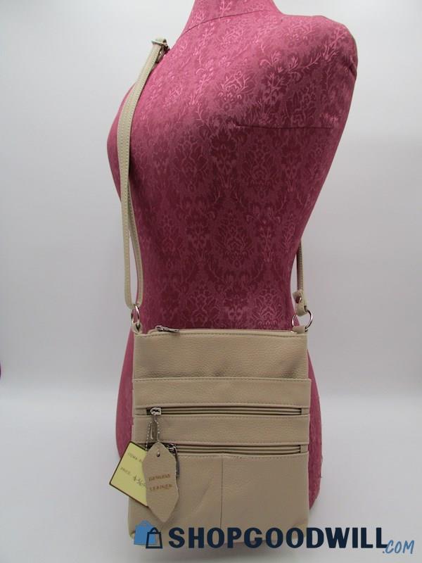 NWT Unbranded Hand Crafted Leather Tan Crossbody Handbag Purse