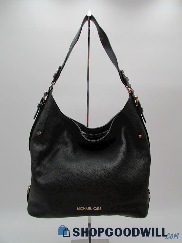 Michael Kors Bedford Black Pebble Leather Hobo Handbag Purse