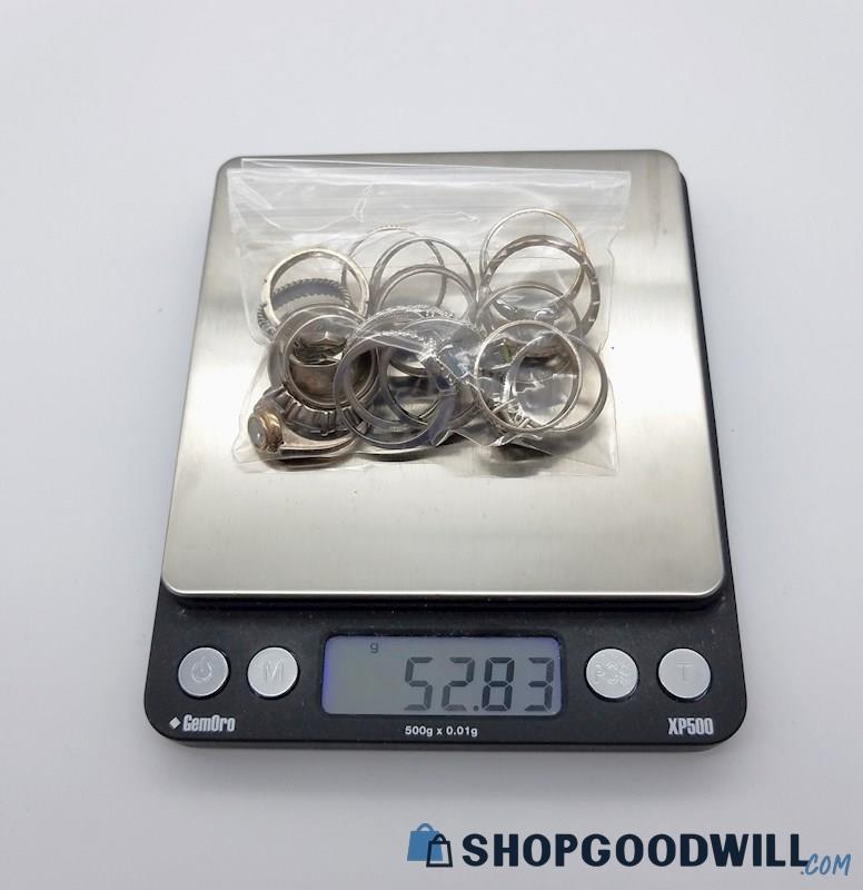 .925 Assortment OF Silver Rings Sizes 3 3/4 To 9,  52.83 Grams 
