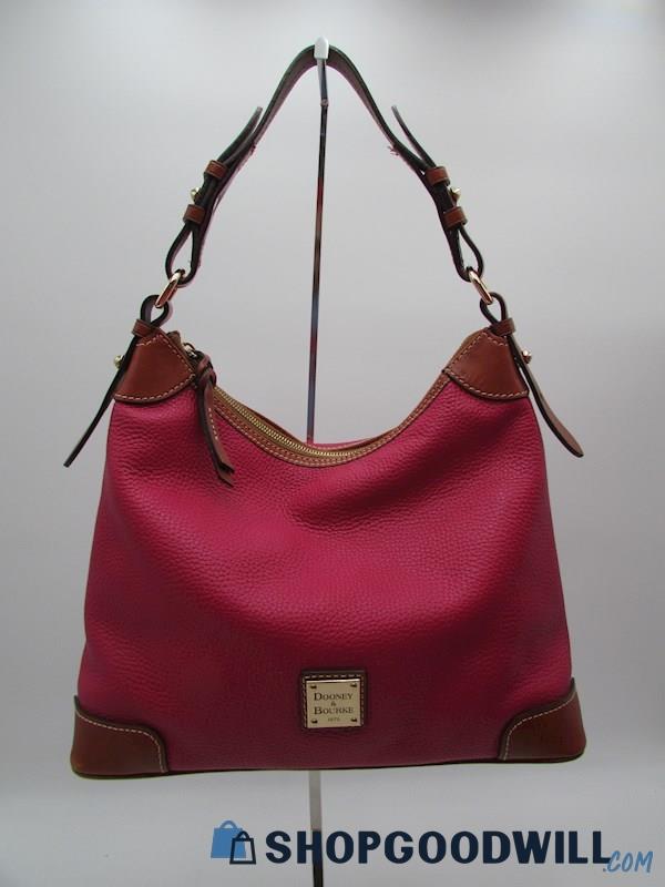 Dooney & Bourke Hot Pink Pebble Grain Leather Hobo Handbag Purse