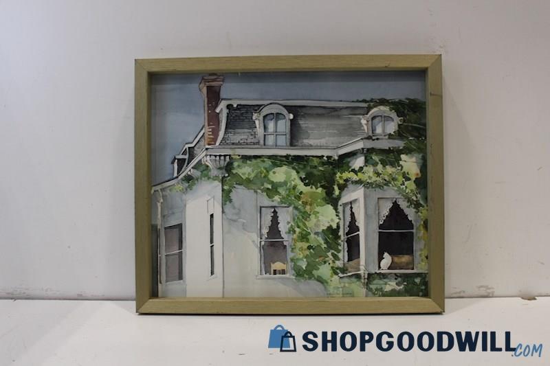 'Charlie's Window' Framed Watercolor Painting Signed by Artist 16x19