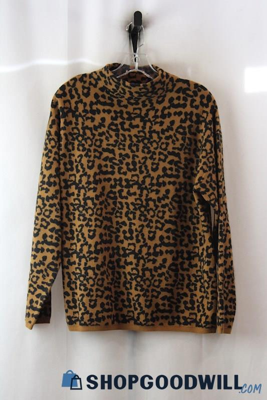 Tahari Women's Brown/Black Cheetah Print Sweater sz M
