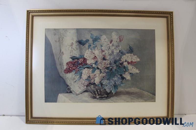Framed Vintage Still Life Painting Art Print of Floral Bouquet by H Ricers-Prinz